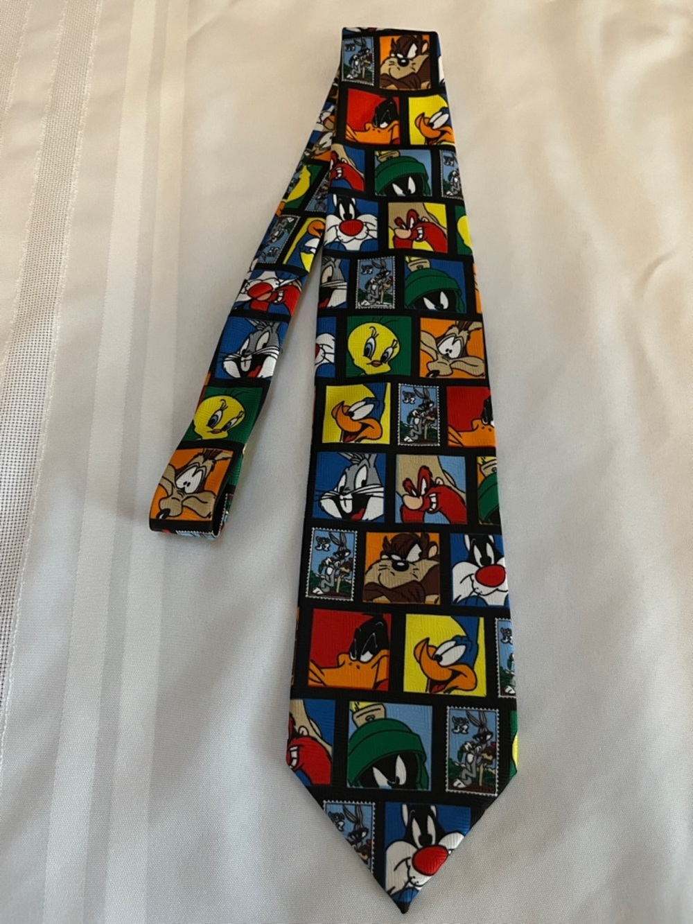 Looney Tunes Character Patchwork Postal Stamp  Tie - Multicolor 1997